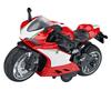 Toy Motorcycle Model 1:14 Scale Alloy Plastic Pull Back Toy Motorcycle with Sound and Light for Kids Red