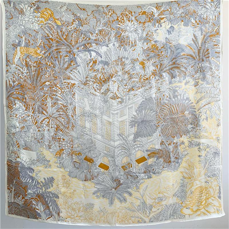 110*110 cm Quadratischer Seidenschal Damenmode Bedruckter kleiner Halsschal Büro Damen Haargürtel Folar Taschentuch Damen Taschentuch Schal Schal
