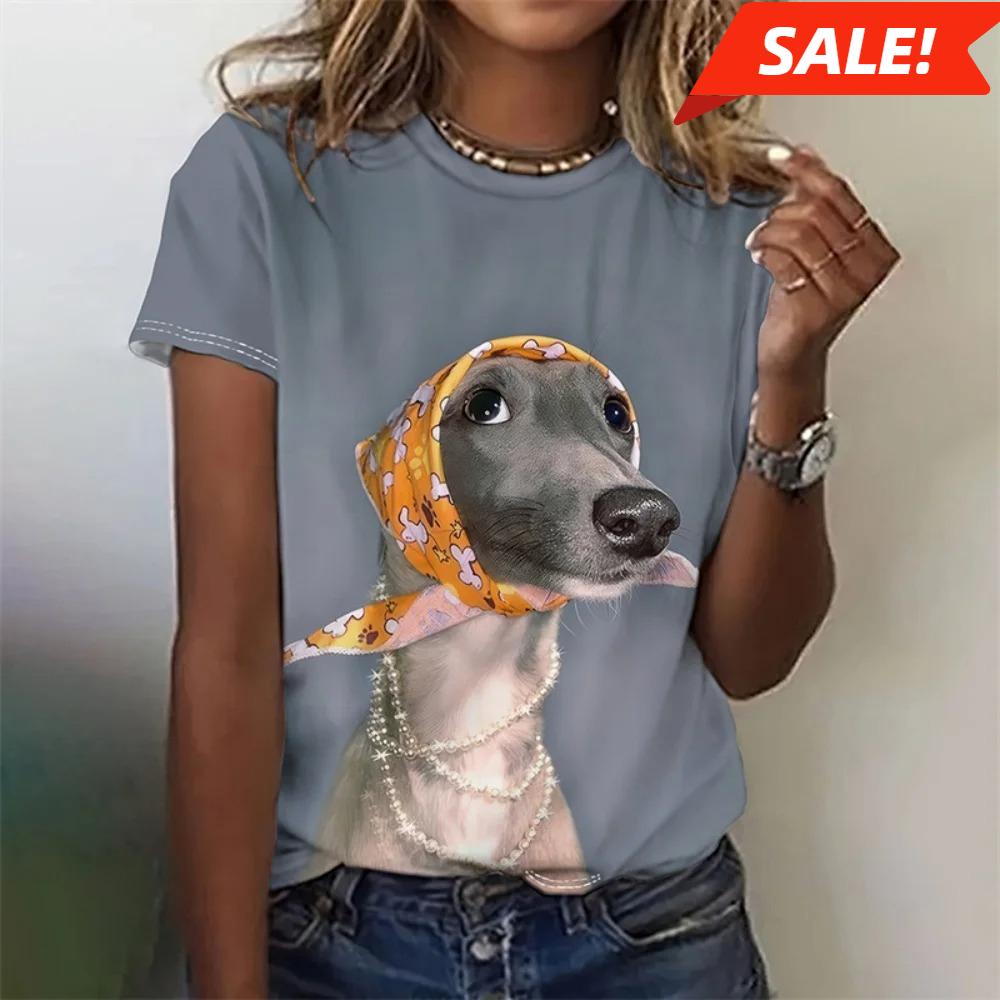 T-shirt For Women Funny 3d Printed Kawaii Cat Dog Animal Graphic Tees Summer Casual O-neck Tops Short Sleeve Loose T-shirts