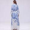 Summer Fashion Floral Print Pleated Party Dress for Women 2026 Autumn Casual Long Sleeve Holiday Prom Party Chiffon Long Dresses