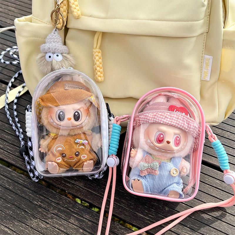 Clear Crossbody Labubu Doll Bag Protective Cover Doll Hanging Bag Doll Walk Bag
