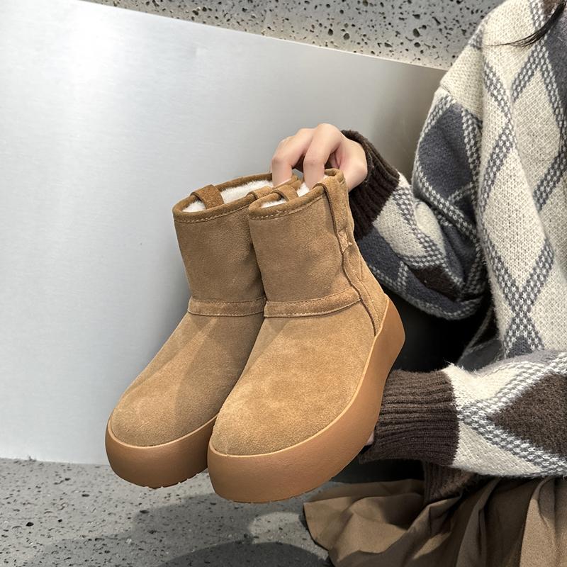Women's Snow Boots Winter Fleece-lined Warmth Women Boots Large Size Round Toe Comfortable Female Short Boots
