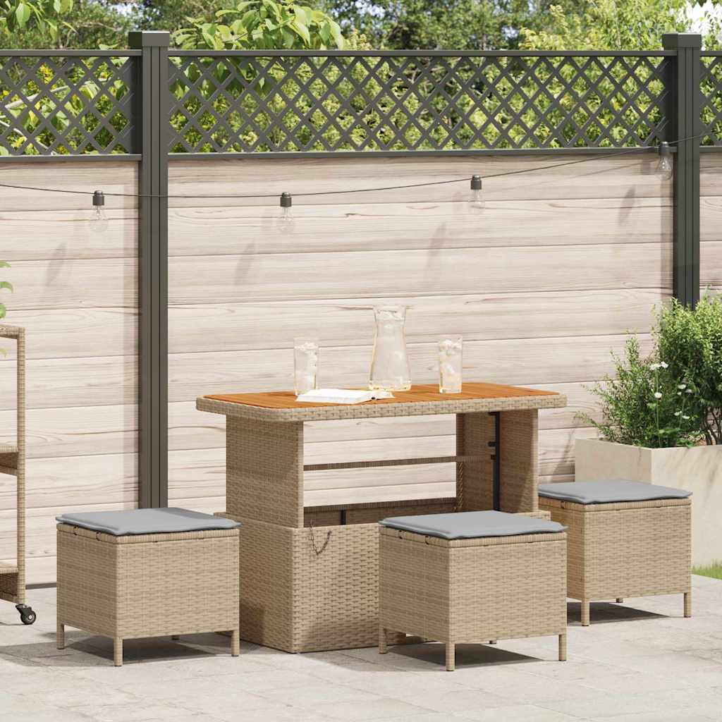 Garden Dining Set Beige Poly Rattan