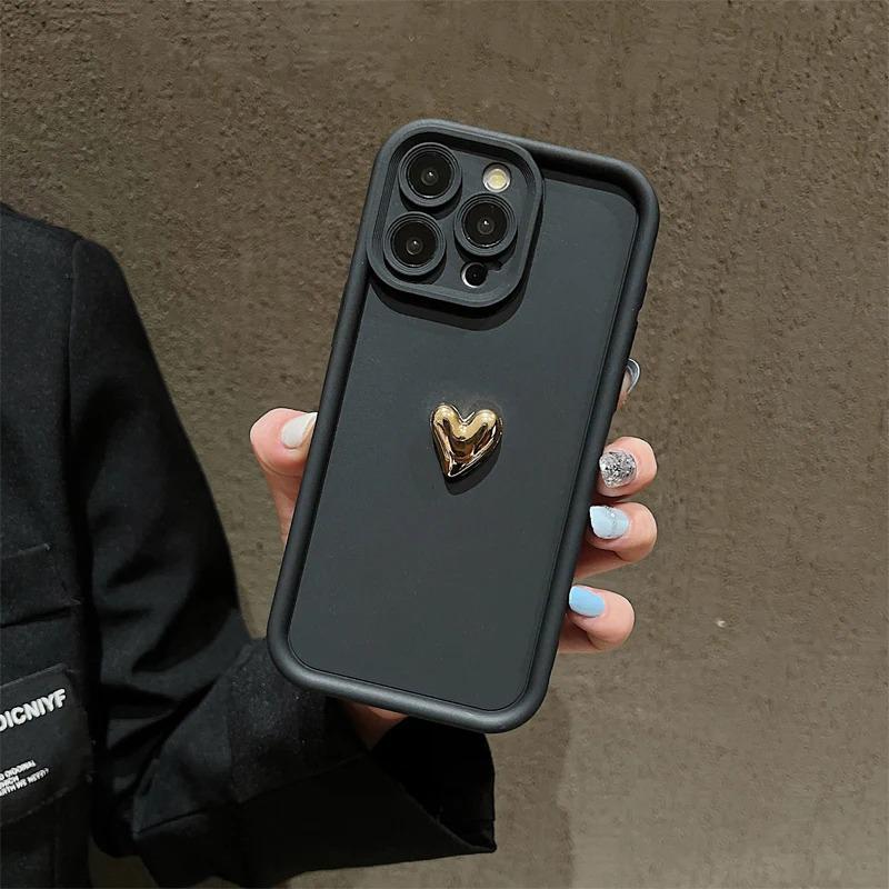 Gold Heart Phone Case for Apple iPhone 13ProMax/14/15/16e/17
