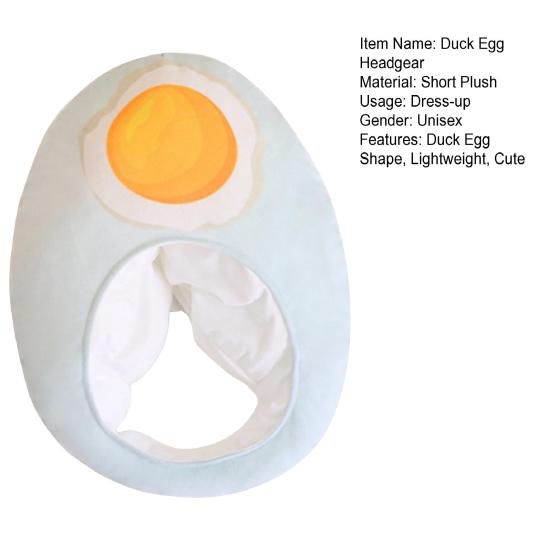 Yousheng Kachenní Vajíčko Pokrývka Hlavy Roztomilá Fotografická Rekvizita Měkká Plyšová Čepice Nositelné Krytí Hlavy na Oblečení Kreslená Pokrývka Hlavy Cosplay Party Kostýmové Doplňky