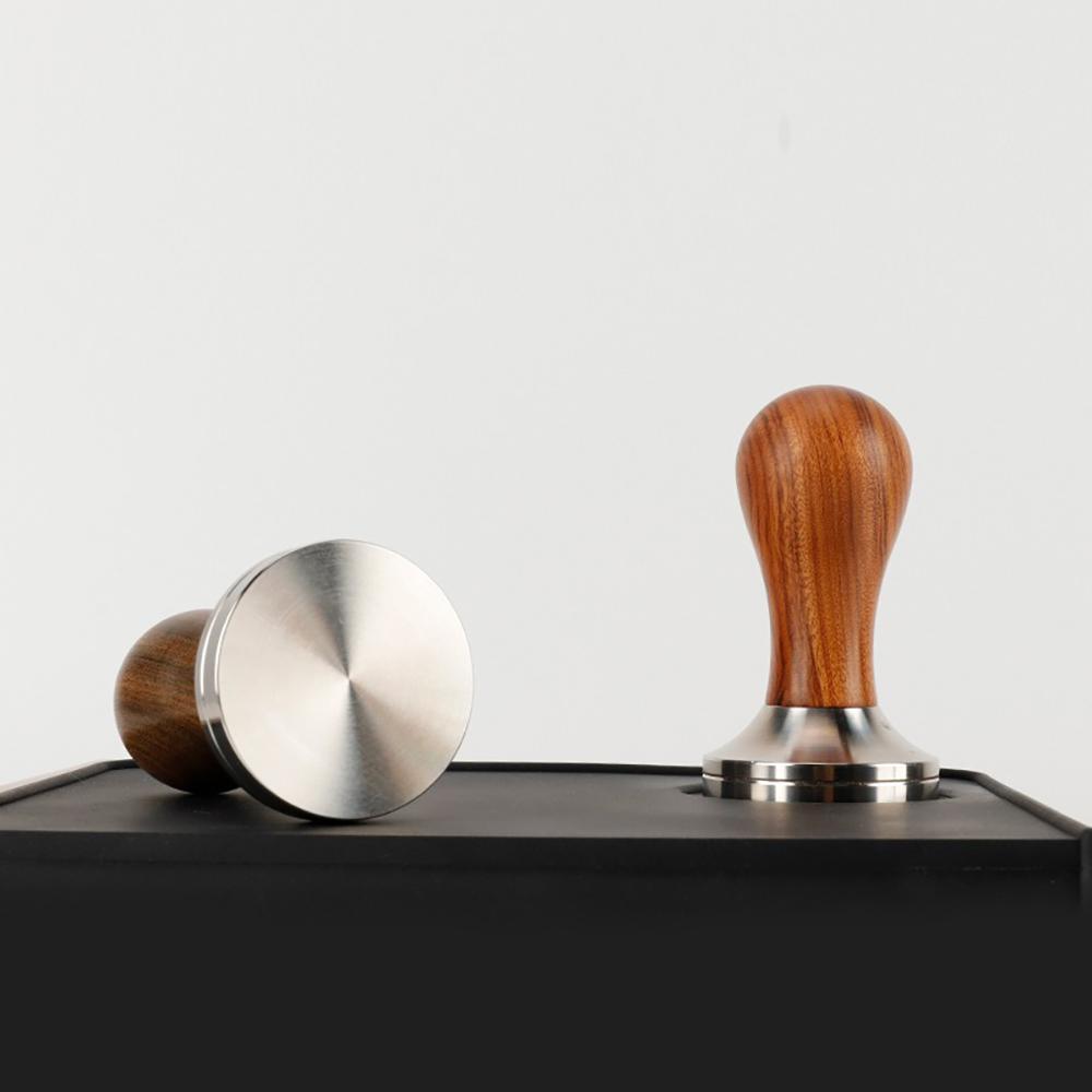 Tamper na kávu Espresso, Premium Espresso Coffee Powder Bean Tamper Kladivo Nerezová plochá základna, dřevěná rukojeť, 51 mm/53 mm/58 mm