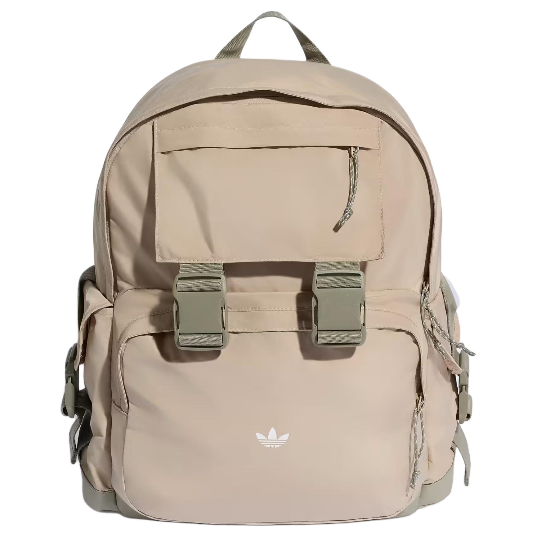 Adidas Originals 22.67L Lightweight Versatile Polyester Backpack Unisex Backpack Khaki KQ6369 Khaki