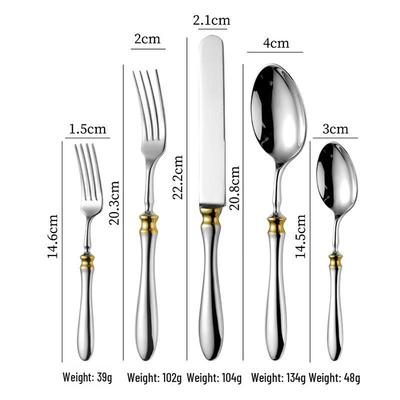 Abay 304 Edelstahl Gold Akzent Besteckset
