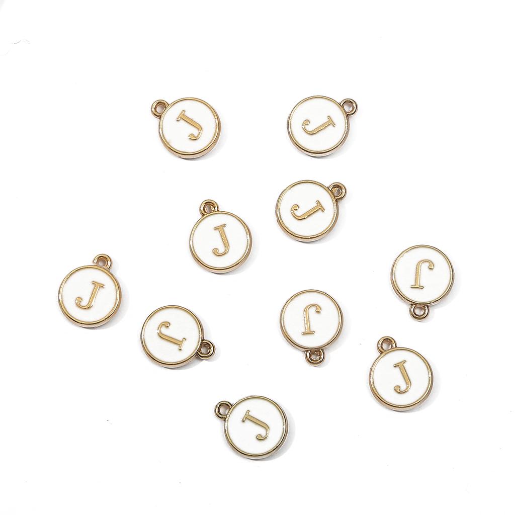 10Pcs Metal Enamel English Letters Charms Pendant For DIY Jewelry Making Necklace Bracelet Accessories