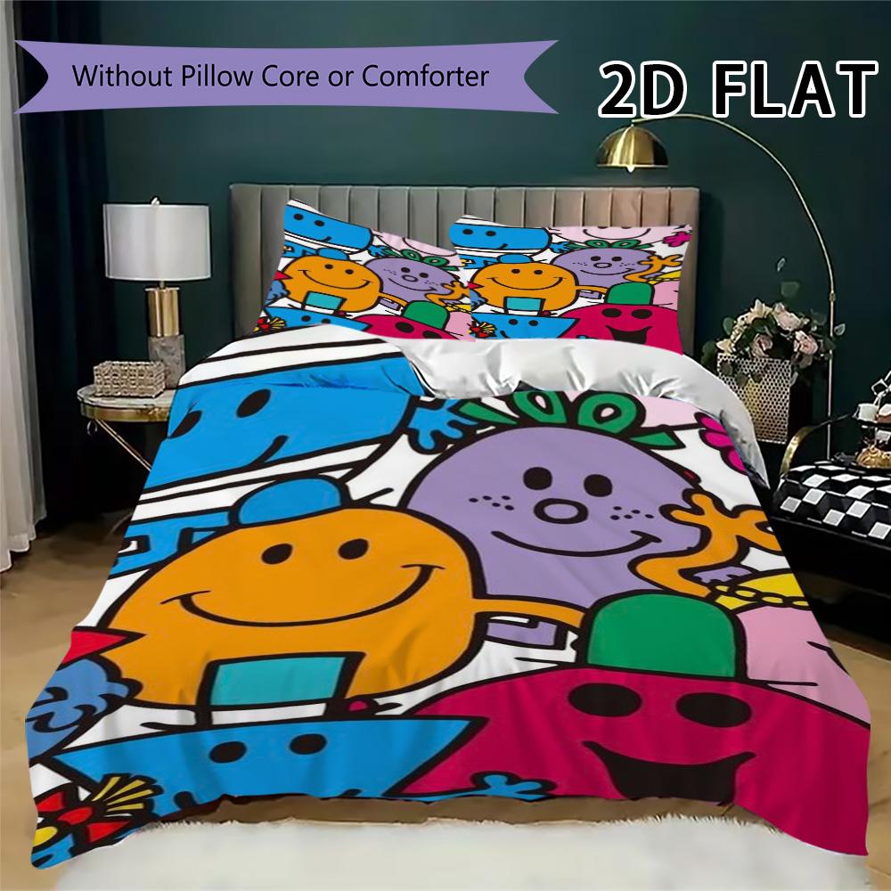 Herr. Herren Little Miss Muster Bettwäsche Steppbett Set Bettbezug Kissenbezug Heimdekoration Geburtstagsgeschenk (1 Bettbezug + 2 Kissenbezüge (ohne Füllung))
