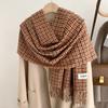 Plaid scarf women's winter small fragrance to keep warm autumn and winter thickened scarf new student retro Korean shawl