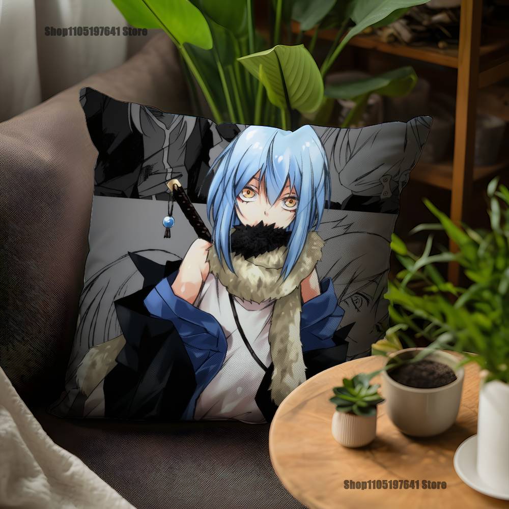 T-Tensei Slime R-Rimuru Anime Pillow Case For Sofa Decor Car Office Room Printing Cushion Cover Decorations and Protector