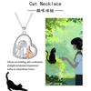 Roségold Katzenherz Anhänger Halskette Damen Modisch OL Stil Einzelne Schicht Kreuzkette Schmuck