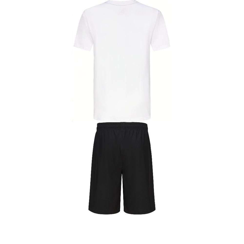 Adidas Taekwondo Round Neck Pullover Breathable Short Sleeve T-Shirt Fashion Simple Lace-Up Shorts Casual Sports Suit ADICLTS24CTKP-WG+S21ATMSH1T-BW