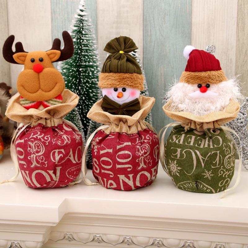 Large Christmas Children's Gift Bag Linen Apple Bag Christmas Eve Goodie Bag Gift Bag