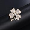 Gold-Plated Acrylic Four-Leaf Clover Brooch Pin Fashion Accessories