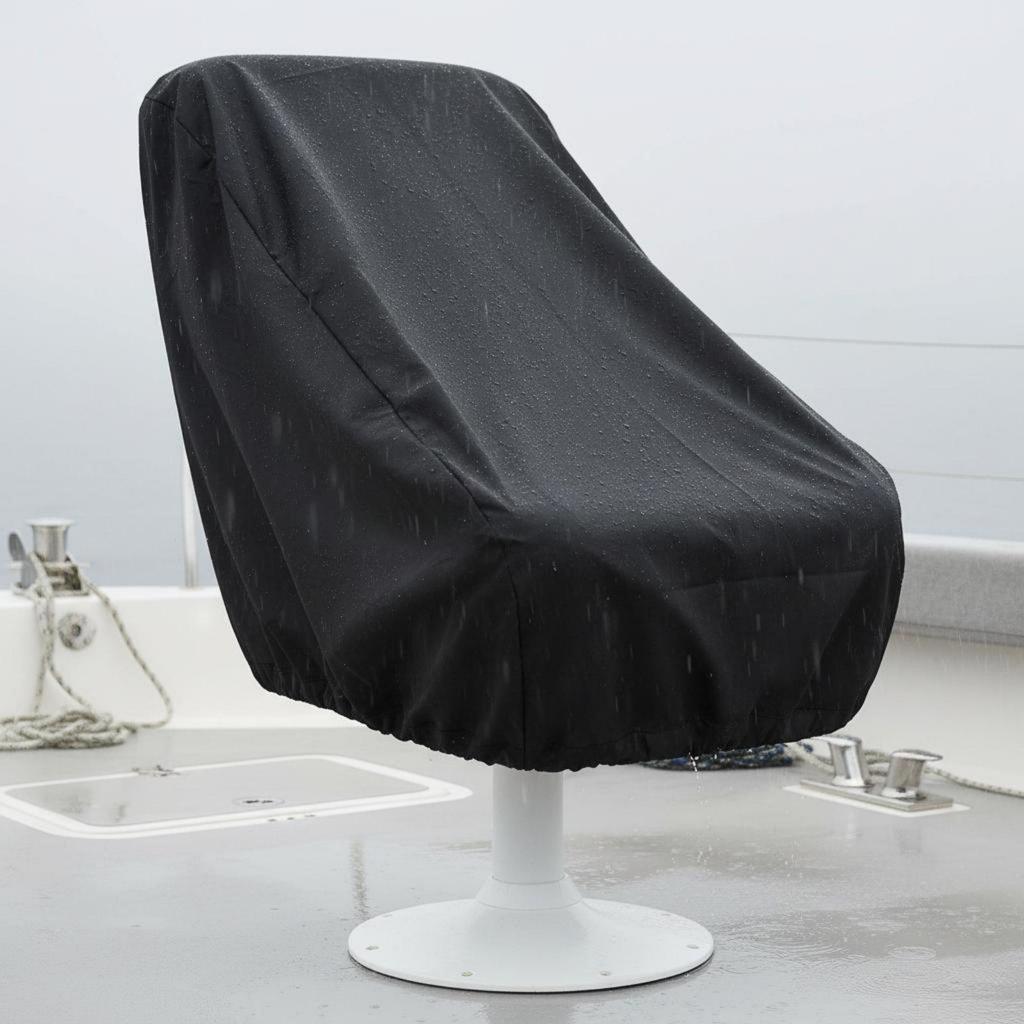 Waterproof Boat Seat Cover Black Helm Quick Removal for Yacht