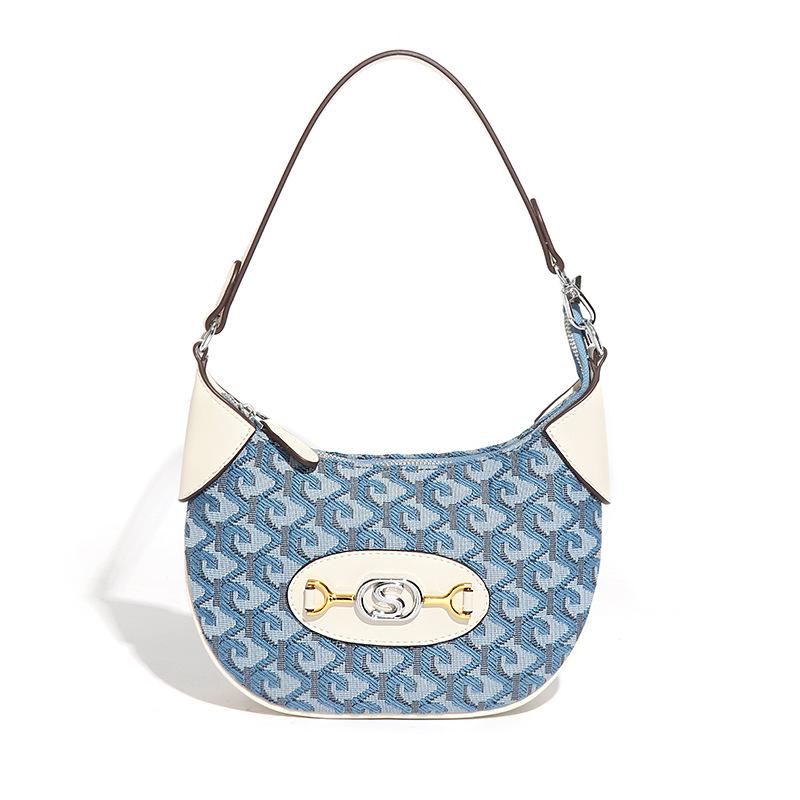 

Весенне-летняя новая контрастная цветная сумка-седло, трендовая универсальная женская сумка, пэчворк, вышивка, изогнутая сумка-полумесяц кроссбоди, подмышечная сумка length 25X width 6X height 21cm