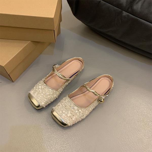 Fashion Female Shoes Slippers Flat Mules For Women 2025 Shallow Slides Cover Toe New Mary Janes Bling Mules For Women 2025 Female Shoes