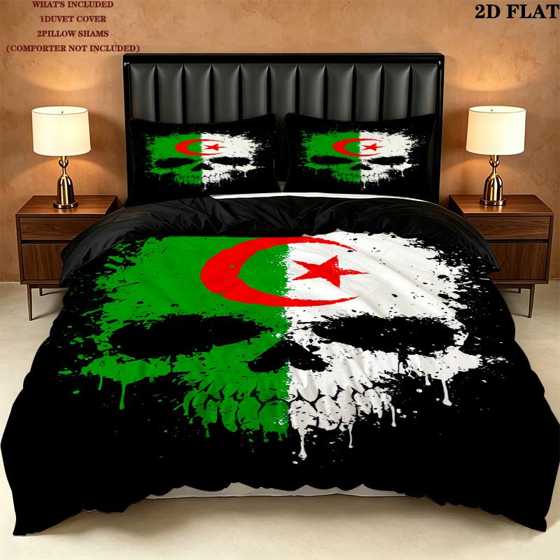 Algeriet Mønster Sengetøj Dyne Sæt Dynebetræk Pyntepudebetræk Hjem Fødselsdagsgave(1 * dynebetræk + 2 * pudebetræk, uden fyld)