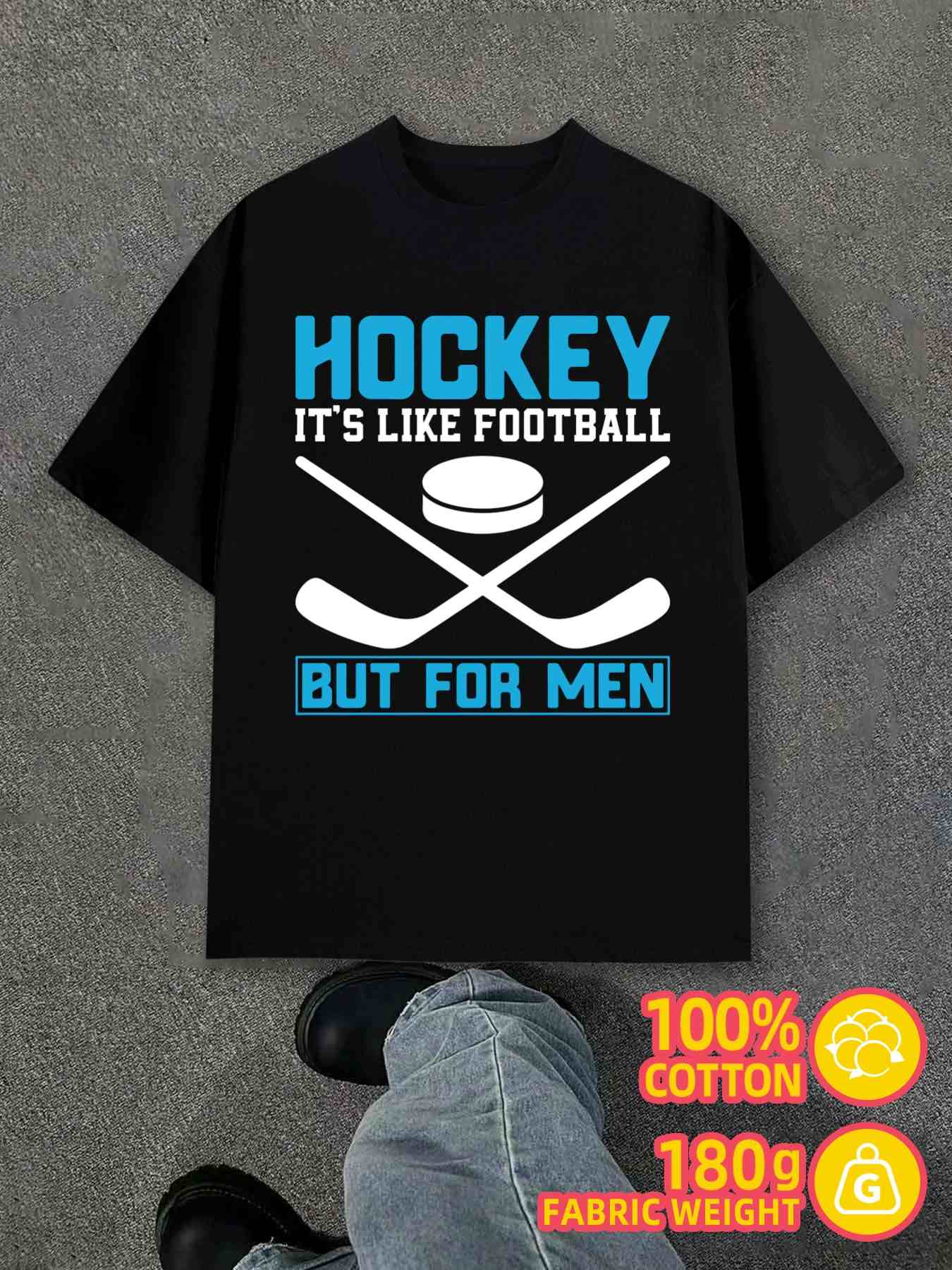 Men s T-Shirt Y2K Hockey Football Shirts Comfort Black S