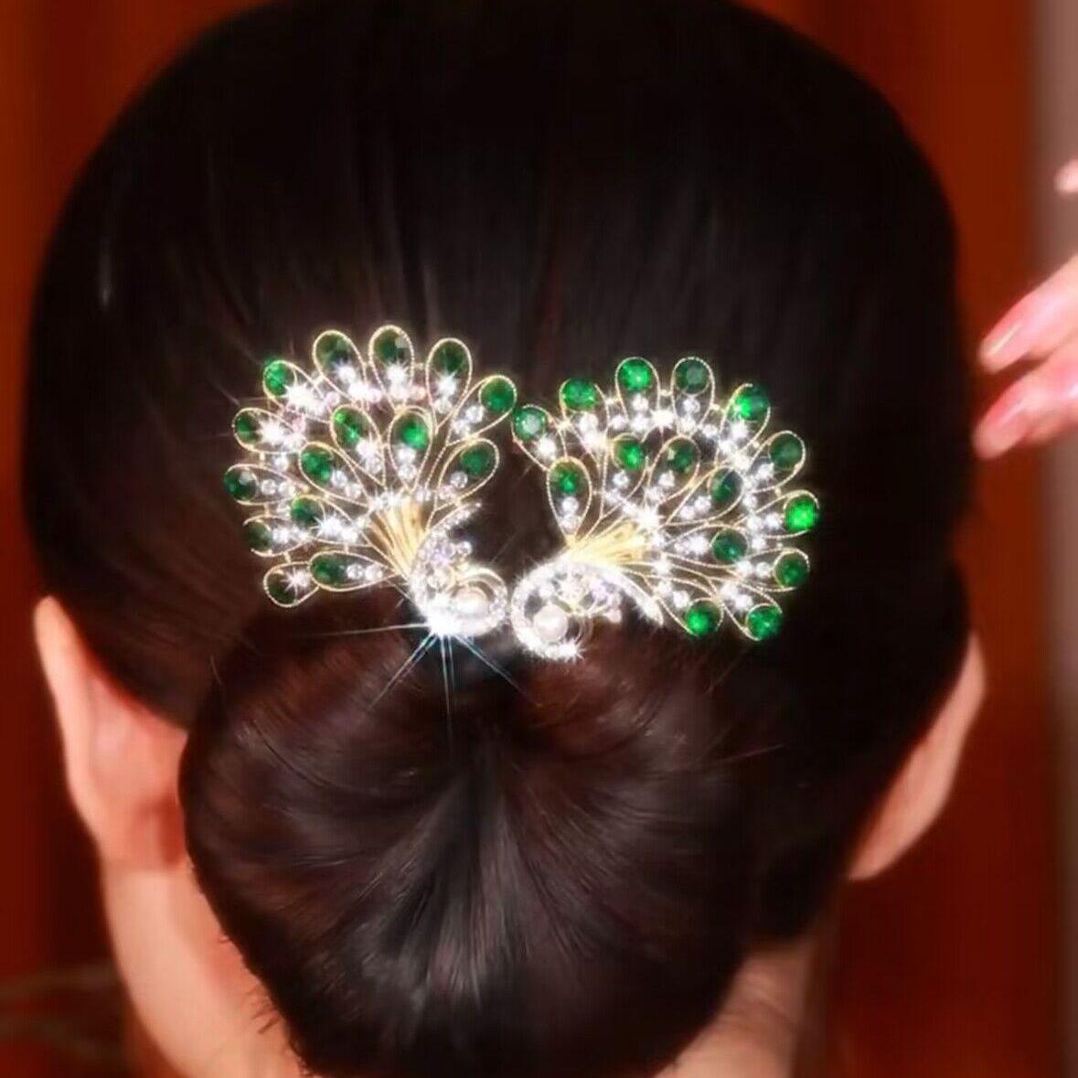 

Элегантная ретро заколка для волос в виде павлина, заколка-цветок для пучка для женщин