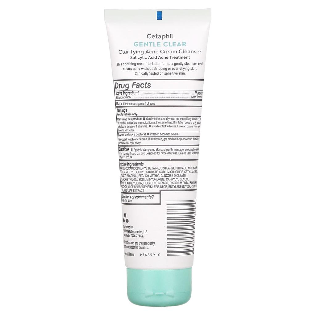 Cetaphil Gentle Clear, Clarifying Acne Cream Cleanser, 4.2 Fl Oz (124 Ml)