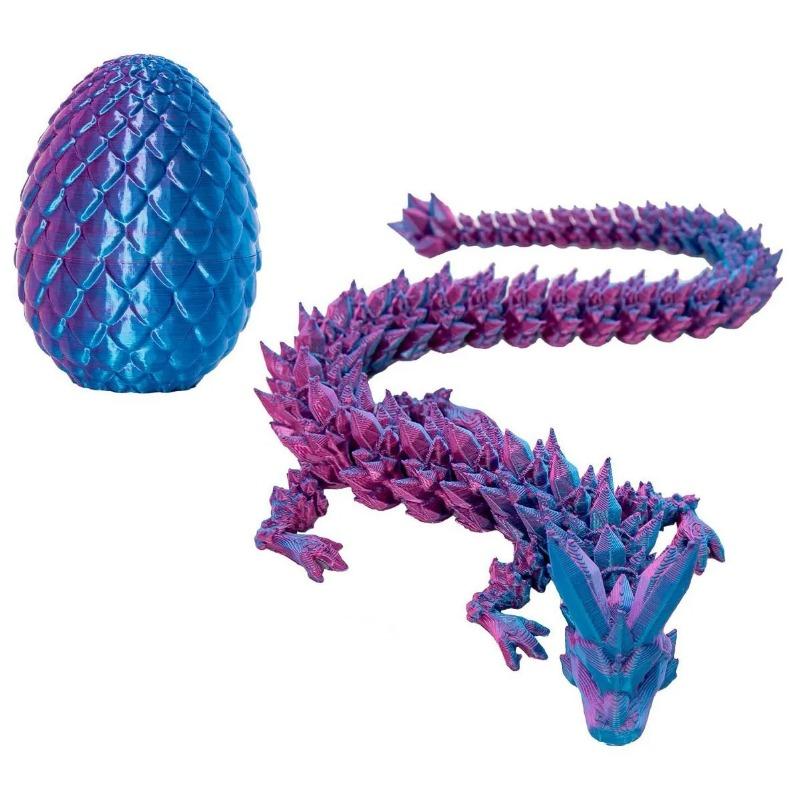 3D Printed Dragon Egg with Dragon Full Articulated Dragon Modle Movable Rotatable Articulated Desktop Ornament Kid Toy