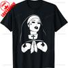 Unholy Nun Sinner Gothic Witchcraft Occult Magic Ouija Printed T Shirt Tops Bizarre Nun Pattern Tops Tee Shirt Unisex Unisex Cotton