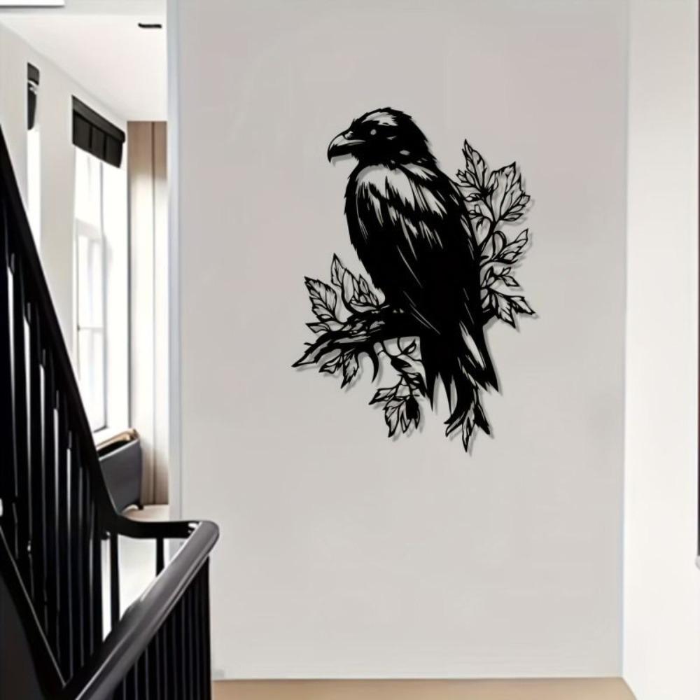 Metal Crow Wall Decor for Yard & Home, Halloween & New Year Gift