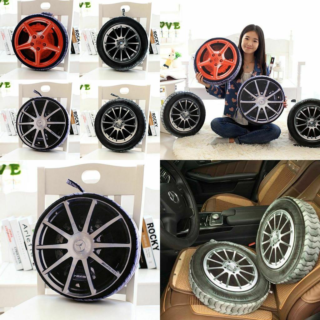 Cozy Multicolour Pillow Car Wheel Tire Plush Cushion Ideal For Home And Office Use