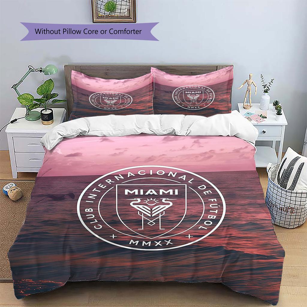 Inter Miami CF Pattern Bedding,Quilt Set Quilt Cover Pillowcase Home Birthday Gift(1 * duvet cover + 2 * pillowcase, without core)