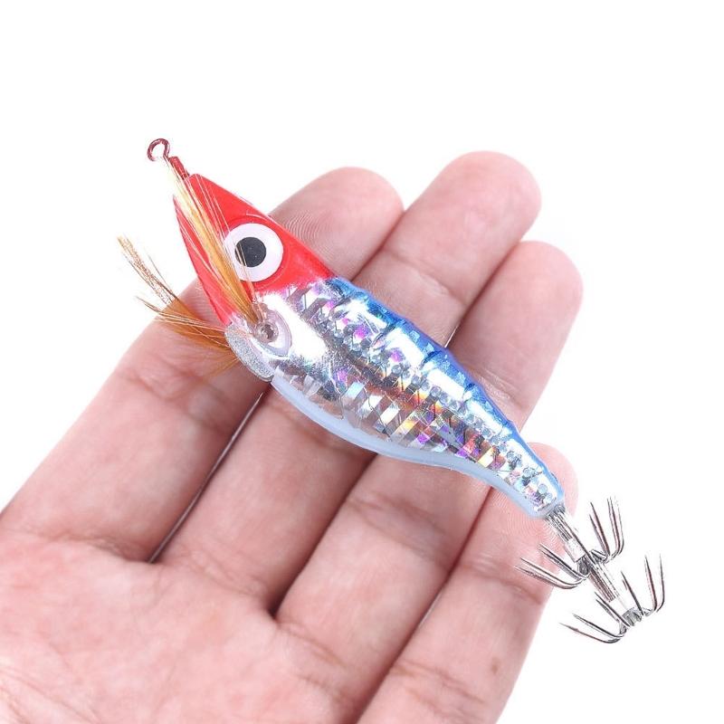 10Pcs Luminous Squid Jigs Lures Fishing Hard Fishing Lures Glow Squid Jig Hooks