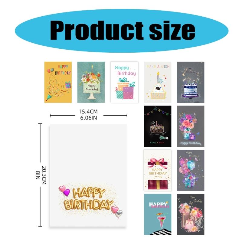 Birthday Card Handmade Greeting Card with Envelope Colorful Surprise Card for Women Festives Celebration Supplies