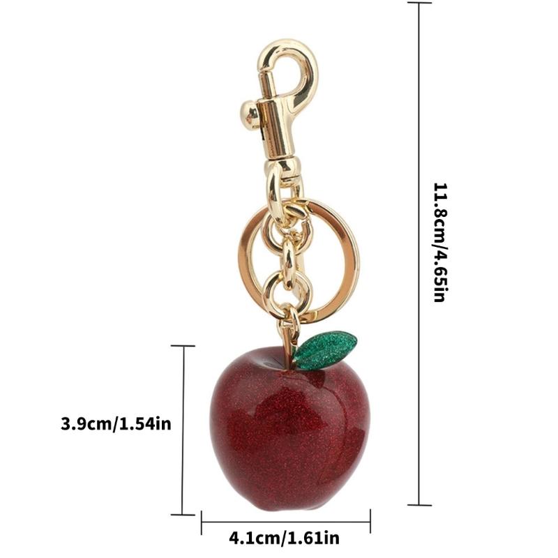 Stylish Apples Keychain Car Accessory Sophisticated Handbag Embellishment Alloy Texture Present for Fashion Enthusiasts