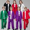 Conjunto de Blazer Roxo para Meninas 2 Peças Blazer Oversized & Calça de Perna Larga Streetwear Hip Hop Roupa para Performance de Dança Palco Festa