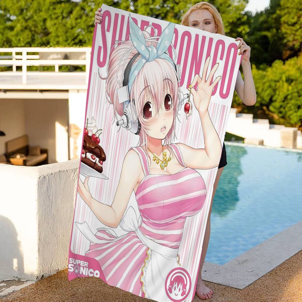 Super S-Sonicos Manga Anime Beach Towel Colorful Bath Towels for Girl Microfiber Quick Dry Custom Sand Free Beach Yoga Spa Gym Pool