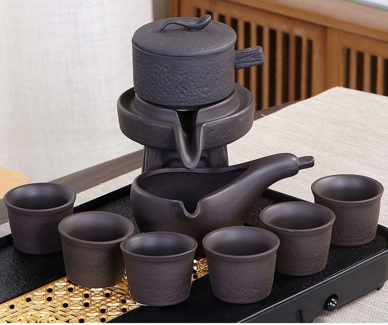 

Набор из 8 предметов, полуавтоматический чайный сервиз, китайский керамический чайный сервиз из фиолетовой глины, чайная чашка, набор для заваривания чая в стиле кунг-фу