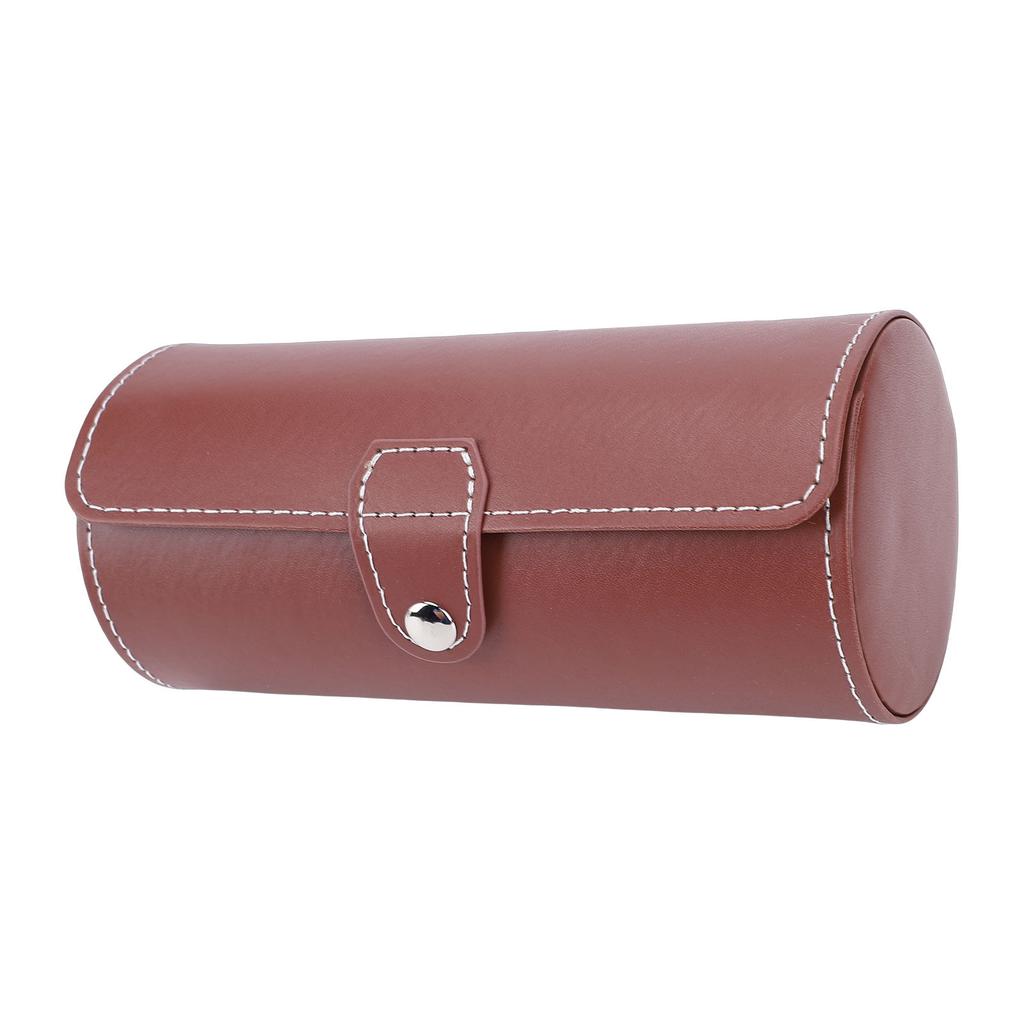 Watch Roll Case   PU Leather 3 Slots Watch Travel Case for Bracelets Jewelry Brown