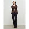 Anggae V Neck Slit Knit Pullover Brown