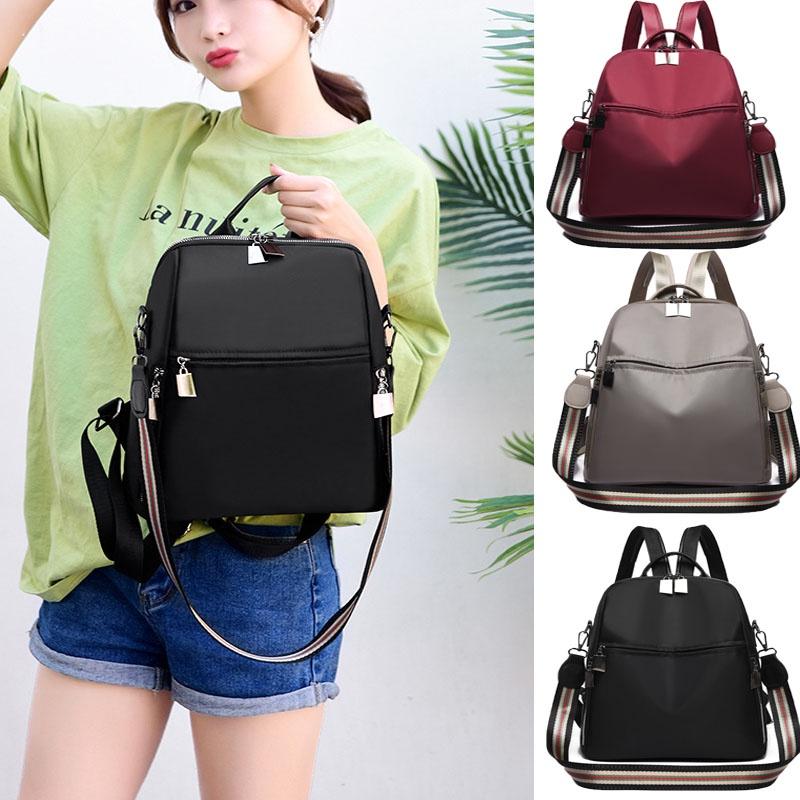 Pure Color Multipurpose Oxford Cloth Backpack For Women With Adjustable Straps