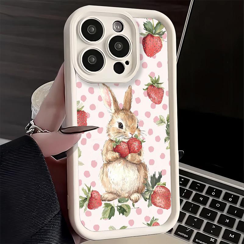 Phone Case for iPhone 17 Air 16E 15 16 Pro Max Cute Cartoon Bunny Rabbit Cover 14 Plus 13 12 Mini Soft Shell Silicone Fundas