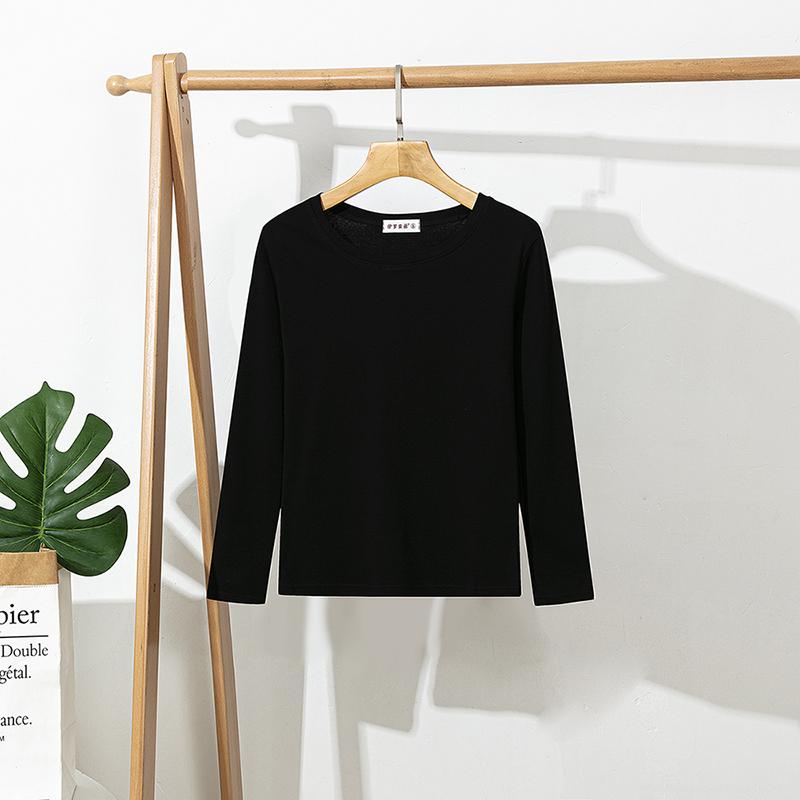 Women Cotton White T-Shirt Long Sleeve Lady Tops Slim Female Clothes