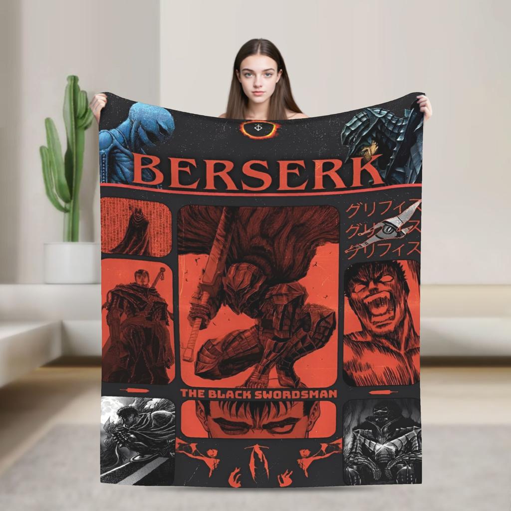 Anime Decke Warm Weich Neuheit B-Berserks Plüsch Bettwäsche Überwürfe Für Heimdeko Reise Büro Flanell Tagesdecke Bettbezug