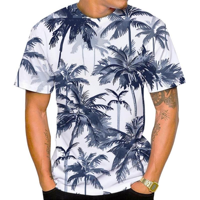New Resort Style Casual Fashion and Comfort Round Neck Men's 3D Printed T-shirt Top Summer