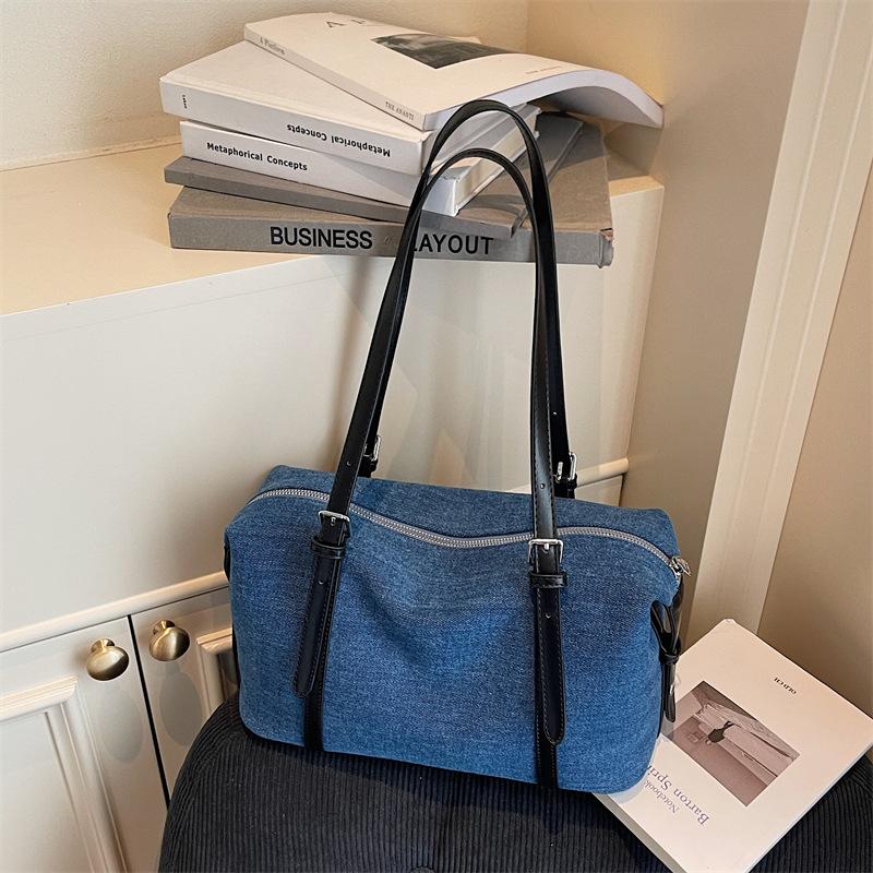 Bag Large capacity women's denim underarm bag 2025 new simple pillow bag versatile shoulder bag one piece delivery