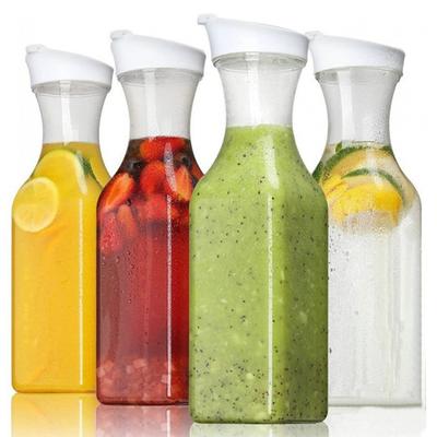 1.5L Square Water Carafe Flip Top Lid Juice Containers Clear Pitcher Leakproof Iced Tea Juice Water Jug for Home