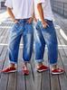 Plus Size Elastic Denim Jeans with Cuffed Stitching and Patch Pockets - Mid Waist Barrel Leg Cropped Jeans for Women