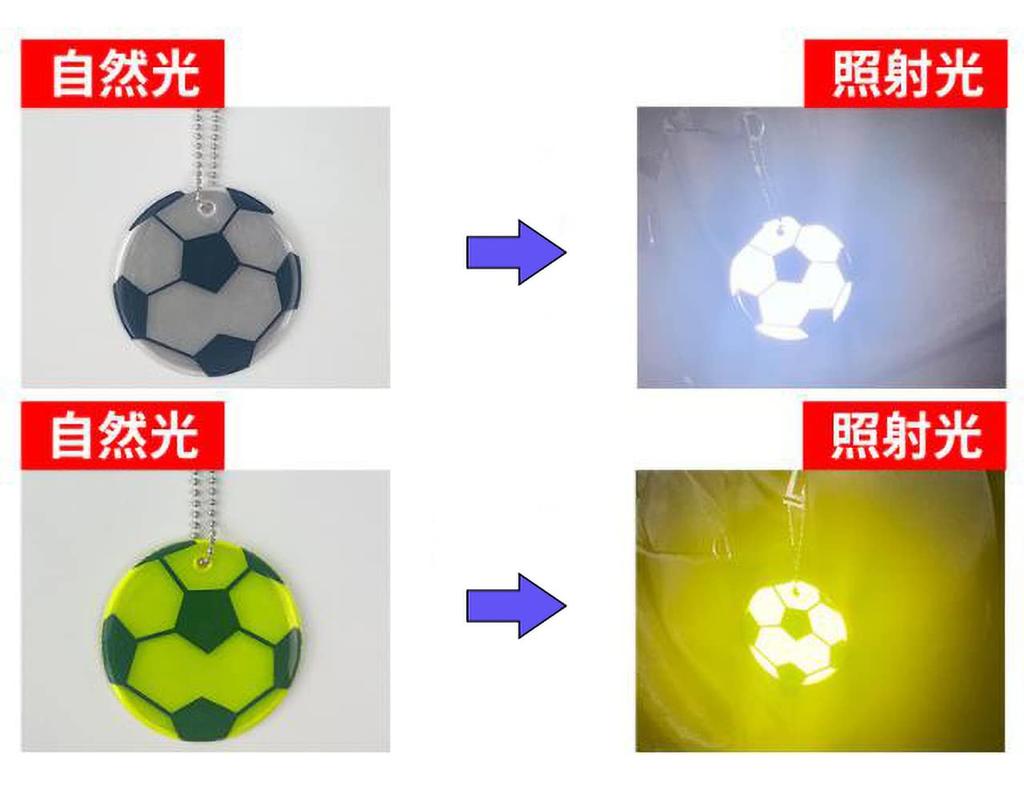 Bellarino Reflective Key Chain, Reflector, Keychain Set, Soccer Ball, Fluorescent, Children, Safe, Set of 2, white + yellow