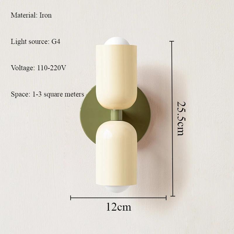 Modern Cream Style Iron Wall Lamp Nordic Vintage Double Headed Color Entrance Lighting Bedroom Background Wall LED Lights